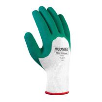 Luva Proteção Mecânica Algodão com Banho Látex Branca e Verde Tamanho 8/M PRO310 Mucambo