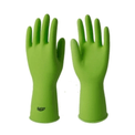Luva Látex Verde Anti Derrapante XG Sanro | Dimensiona - Produto representado pelos pares de luvas em posições diferentes, (dentro e fora).