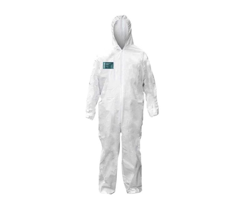 Macacão de Segurança Branco Com Capuz Microgard 1800 CA 39119 Tamanho M Ansell - Dimensional | Imagem ilustrativa - Visão frontal