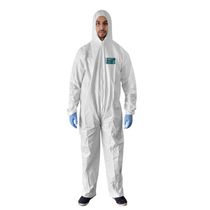 Macacão de Segurança Branco Com Capuz Microgard 1800 CA 39119 Tamanho M Ansell
