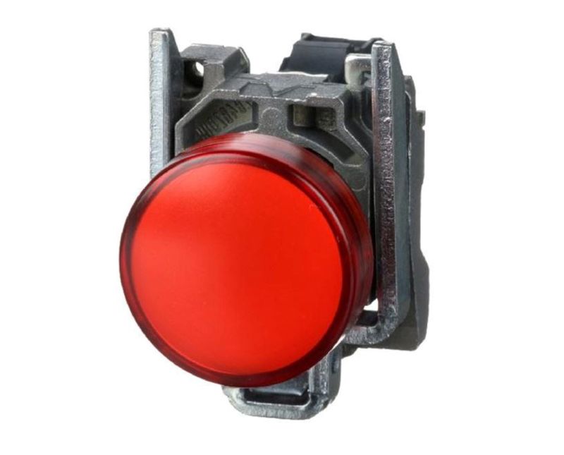 Sinalizador Modular 22mm LED Vermelho 24V Schneider  - Produto com o botão sinalizados virado para a esquerda.