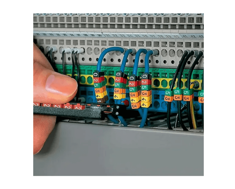 Anilha PVC Amarela 25,00 A 70,00 MM2 R - MHG8/16 - Hellermann - Dimensional | Demonstração do produto em uso