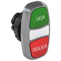 Frontal Botão Iluminado Duplo Verde e Vermelho 22mm Pulso/Soco Gravado Lig/Desl CSW2BDFIC21LDWH WEG