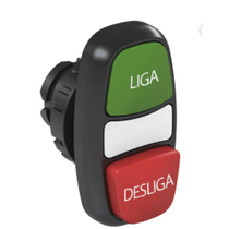 Frontal Botão Iluminado Duplo Verde e Vermelho 22mm Pulso/Soco Gravado Lig/Desl CSW2BDSI21LDWH WEG