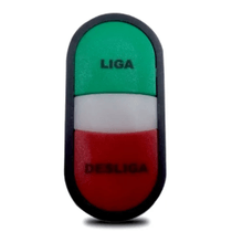 Frontal Botão Iluminado Duplo Verde e Vermelho 22mm Pulso/Soco Gravado Lig/Desl CSWBD21LDWH WEG