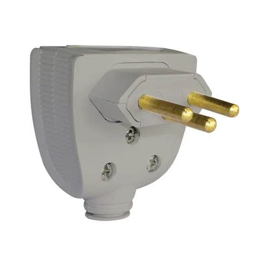 Plugue Macho Energia Predial Macho Corpo Triangular Cinza 2 Polos