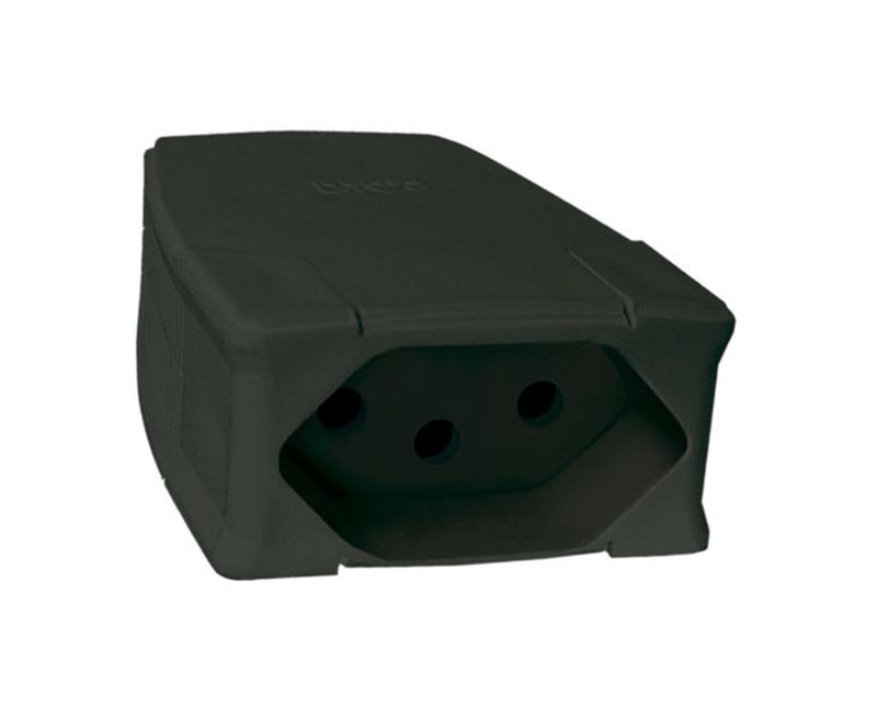 Plugue Energia diPreal Fêmea Pto 2Polos+Terra 250V 20A | Diagonal Direita