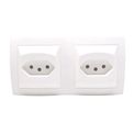 Tomada Predial 2 Módulos Branca Bipolar+Terra 10A 250V Bca | Visão frontal do produto