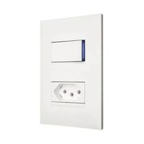 Interruptor E Tomada 1 Tecla Simples Tomada Bipolar + Terra 10A Com Placa 4X2" Branca 615074BC Pial Plus Plus+