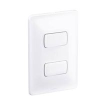 Interruptor Predial Embutir 2 Tecla Simples Branca 250V 10A Com Placa 4 X 2" Branca Zeffia 680101 Pial