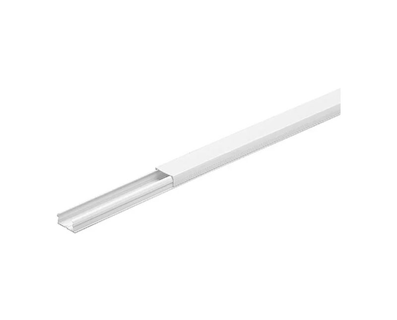 Canaleta Sistema X Adesivo Sem Divisória Pvc Branco Polar 20Mm 12Mm 2000Mm 30802ADX Pial Legrand | Imagem ilustrativa, Peça ampliada com a abertura para a direita