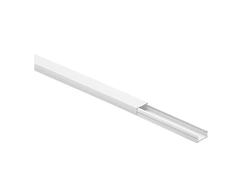 Canaleta Sistema X Adesivo Sem Divisória Pvc Branco Polar 20Mm 12Mm 2000Mm 30802ADX Pial Legrand | Imagem ilustrativa, Peça ampliada com a abertura para a esquerda