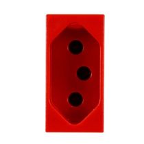Módulo Tomada Predial 1 Módulo Vermelha 2 Polos + Terra 10 A 250 V Borne Automaticoplus 615039 Pial