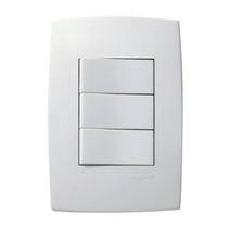 Interruptor Predial Embutir 3 Teclas Simples Branca 250V 10A Com Placa 4X2" Branca Plus 613100 Pial Legrand