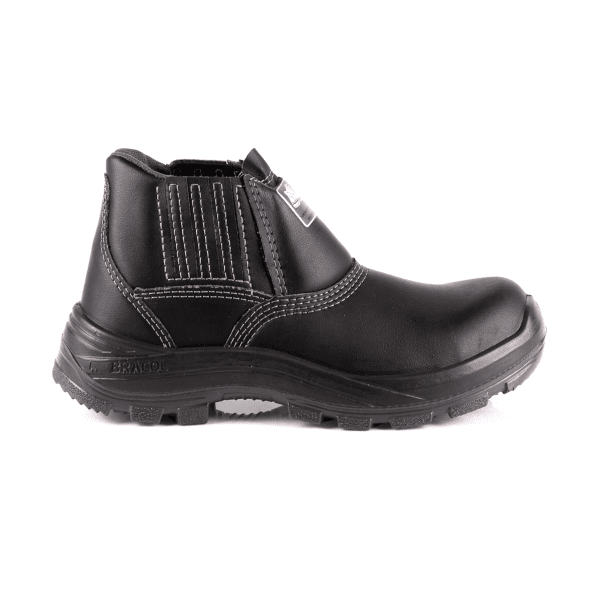 Botina Nobuck Cadarco Bidensidade Bico Plastico Marrom Cafe