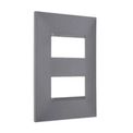 Placa 2 Postos 4X2 Cinza Plus+ 618506CZ Pial Legrand | Imagem ilustrativa - inclinado para direita