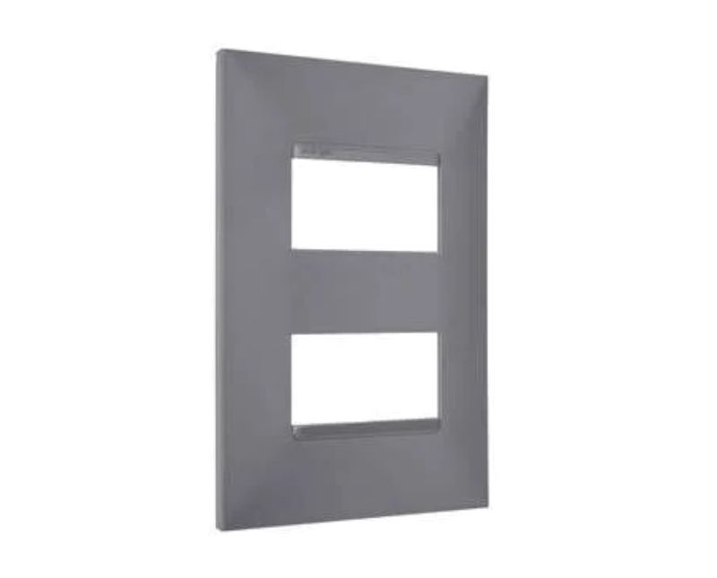 Placa 2 Postos 4X2 Cinza Plus+ 618506CZ Pial Legrand | Imagem ilustrativa - inclinado para direita