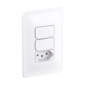 Conjunto Interruptor 2 Tec Simp 2P Tomada 2P+T 10A Placa 4X2 Branco 680113 Pial Legrand