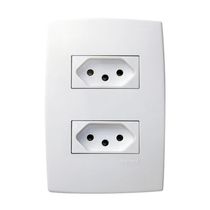 Tomada Predial 2 Módulos Branca 2 Polos + Terra 10 A 250 V Com Placa 4x2" Branca Plus 615075 Pial