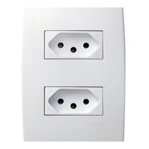 Tomada Predial 2 Módulos Branca 2 Polos + Terra 10 A 250 V Com Placa 4x2" Branca Plus 615075 Pial