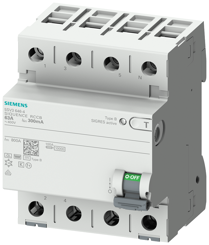 Interruptor Dr 3P+N 400V 80A 30Ma 5SV33474 | Dimensional - Dimensional