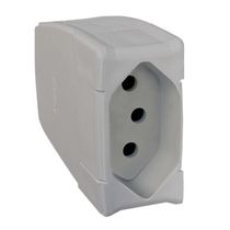 Plugue Fêmea Energia Predial Fêmea Cinza 2 Polos + Terra 250 V 20 A Saida Axial Versátil Pial 615877 PIAL