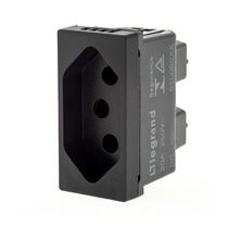 Módulo Tomada Predial 1 Módulo Preta 2 Polos + Terra 10 A 250 V Borne Automático 615038PT Pial Plus +