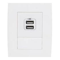 Tomada Carregador USB Embutida Branca 2 Módulo + 1 Cego 615089 Pial Legrand