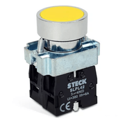 Botão Frontal Redondo Metálico Amarelo 22,5mm Pulso Soco SLMRN3 Steck