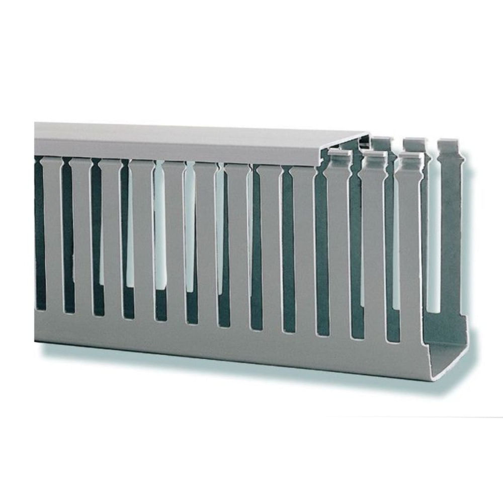 Canaleta Recortada Aberta Pvc Cinza Com Tampa 60 Mm 50 Mm 2000 Mm
