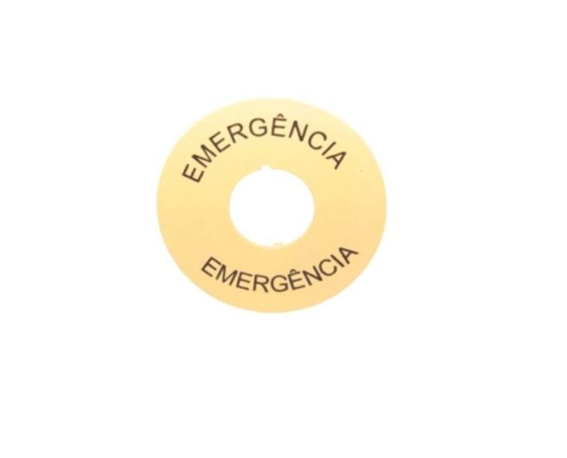 Plaqueta Botão Emergencia Circ 60Mm 22Mm Amarelo Z22460