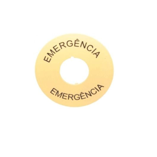 Plaqueta Botão Emergencia Circ 60Mm 22Mm Amarelo Z22460