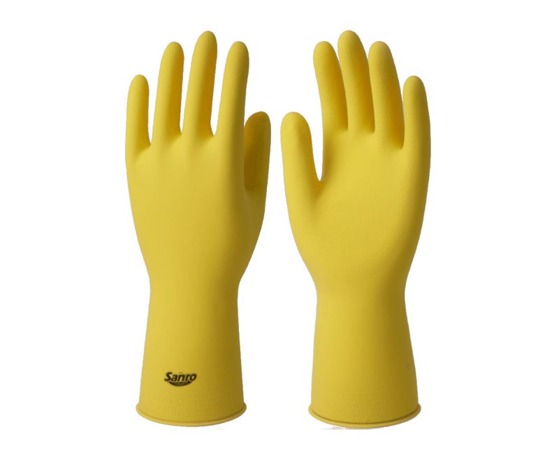 Luva Latex Natural Amarela Anti-Derrapante Tamanho M