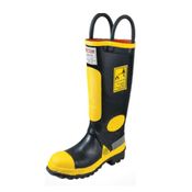 Bota Bombeiro Borracha Preta E Amarela Palmilha De Aço Com Forro Bico De Aço HB014C Tamanho 39 CA 9992 Hercules