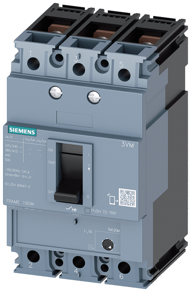 Disjuntor Caixa Moldada Tripolar Tm 415V 80A 55Ka 3VM11805MH320AA0