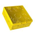 Caixa Passagem Embutir PVC Amarela 4x4" Tigre | Dimensional - imagem ilustrativa, ampliada e inclinada para a esquerda