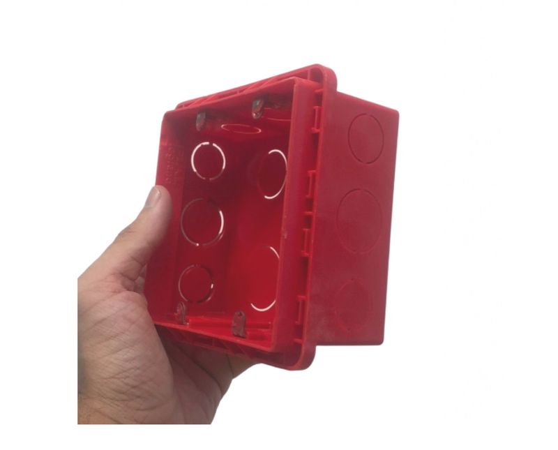 Caixa Passagem Embutir Pvc Vermelha 4x4" Sem Furação 689015 Pial Legrand - Dimensional | Lateral do produto