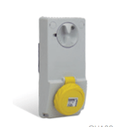 Tomada Embutir Fêmea 2 Polos Terra 16A 130V Amarelo 4H IP65 Com Tampa Quasar QUA3044B Steck