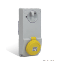 Tomada Embutir Fêmea 2 Polos Terra 16A 130V Amarelo 4H IP65 Com Tampa Quasar QUA3044B Steck