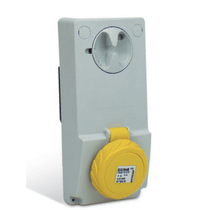 Tomada Embutir Fêmea 2 Polos + Terra 16A 415V Amarelo 4H Bloqueio IP65 Com Tampa Quasar QUA3244B Steck