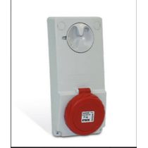 Tomada Embutir Fêmea 2 Polos + Terra 32A 415V Vermelho 9H Com Bloqueio Mecânico IP65 Superlock QUA3249B Steck