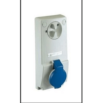 Tomada Embutir Fêmea 3 Polos + Neutro + Terra 16A 200/250V Azul 9H Bloqueio IP65 Quasar QUA5049B Steck