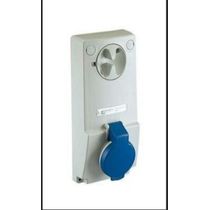 Tomada Embutir Fêmea 3 Polos + Neutro + Terra 32A 250V Azul 9H Bloqueio IP65 Com Tampa Quasar QUA5249B Steck