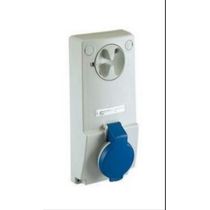 Tomada Embutir Fêmea 3 Polos + Terra 32A 200/250V Azul 6H Bloqueio IP65 Com Tampa Quasar QUA4249B Steck