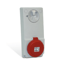 Tomada Embutir Fêmea 3 Polos + Neutro + Terra 63A 415V Vermelho 6H Bloqueio IP65 Com Tampa Quasar QUA5546B Steck