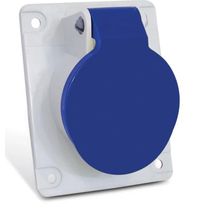 Tomada Embutir Fêmea 3 Polos + Neutro + Terra 32A 200/250V Azul 9H IP67 Com Tampa S5249W Steck