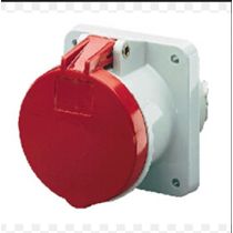 Tomada Embutir Fêmea 3 Polos + Neutro + Terra 63A 415V Vermelho 6H IP67 Com Tampa Quasar QUA5546 Steck