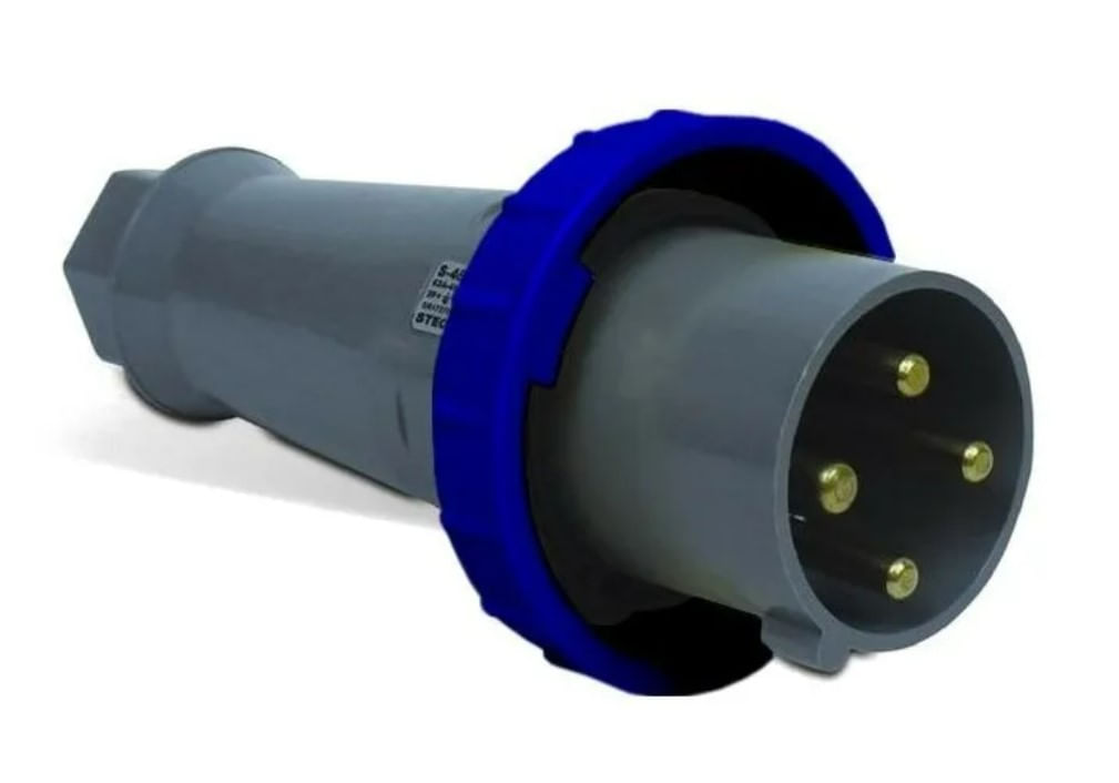 Plugue Industrial Macho 3 Polos + Neutro + Terra 125A 690V Azul
