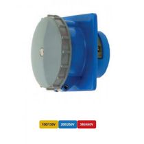 Tomada Embutir Fêmea 2 Polos + Terra 125A 250V Azul 6H IP67 Com Tampa S3646W Steck