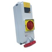 Tomada Sobrepor Fêmea 2 Polos + Terra 125A 440V Vermelho 9H Com Bloqueio Mecânico IP67 Dr Superlock S3609DR Steck